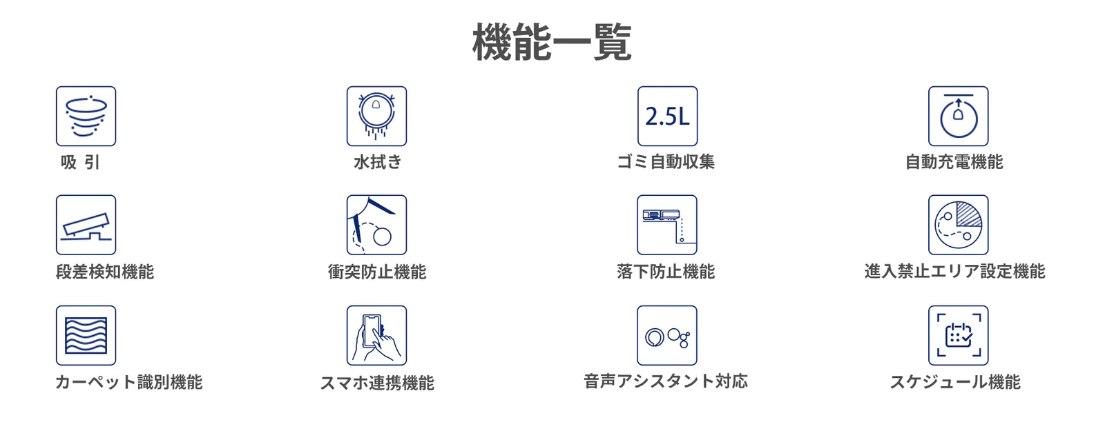 N3ロボット掃除機機能一覧