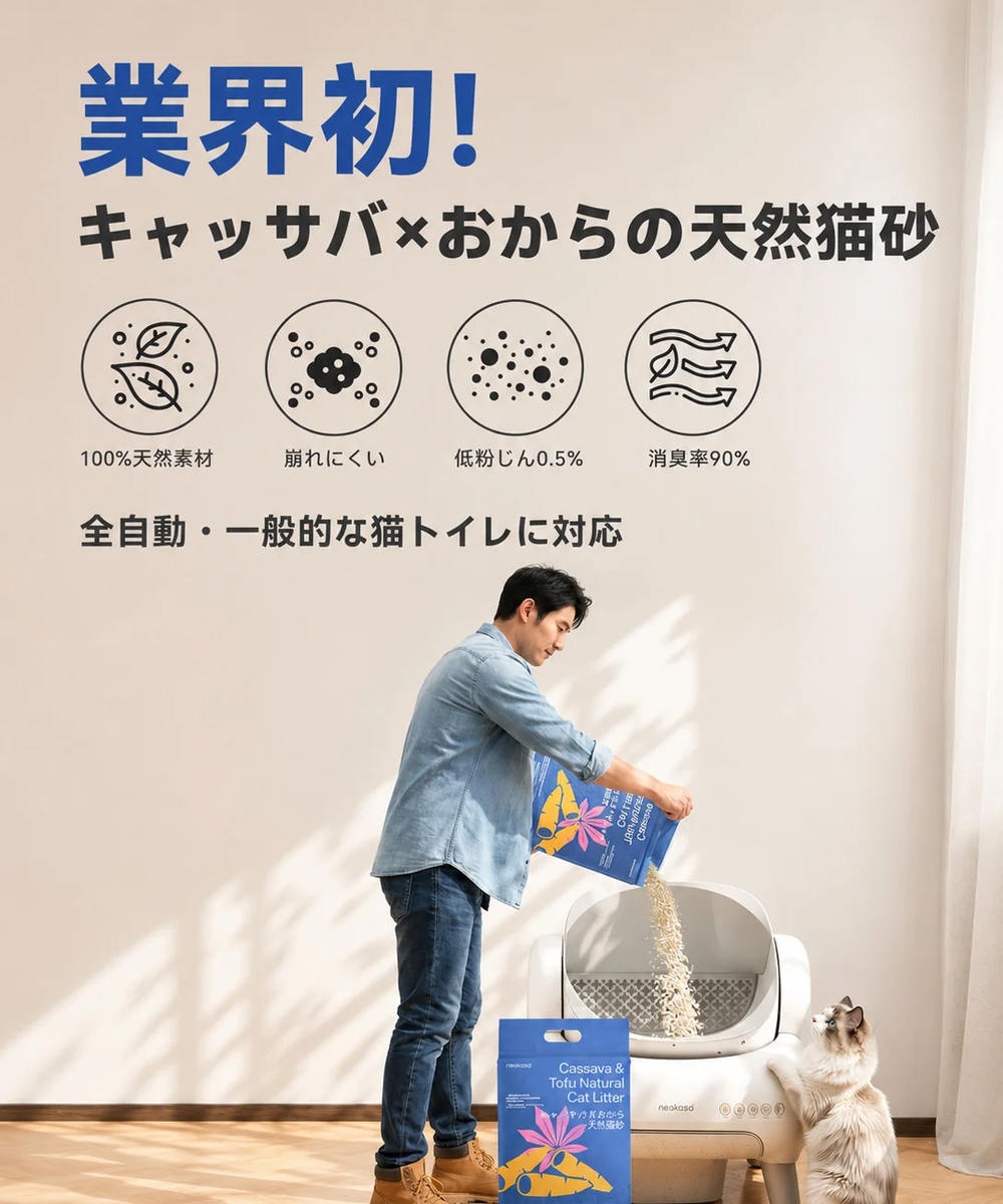 キャッサバ＆おから天然猫砂の縦型バナー